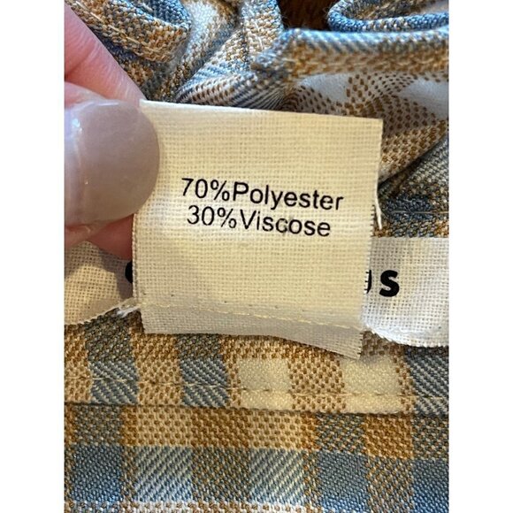 Glamorous Asos Blue Tan And Ivory Plaid‎ Ruffled Tie Neck Mini Dress Size S - Picture 9 of 11